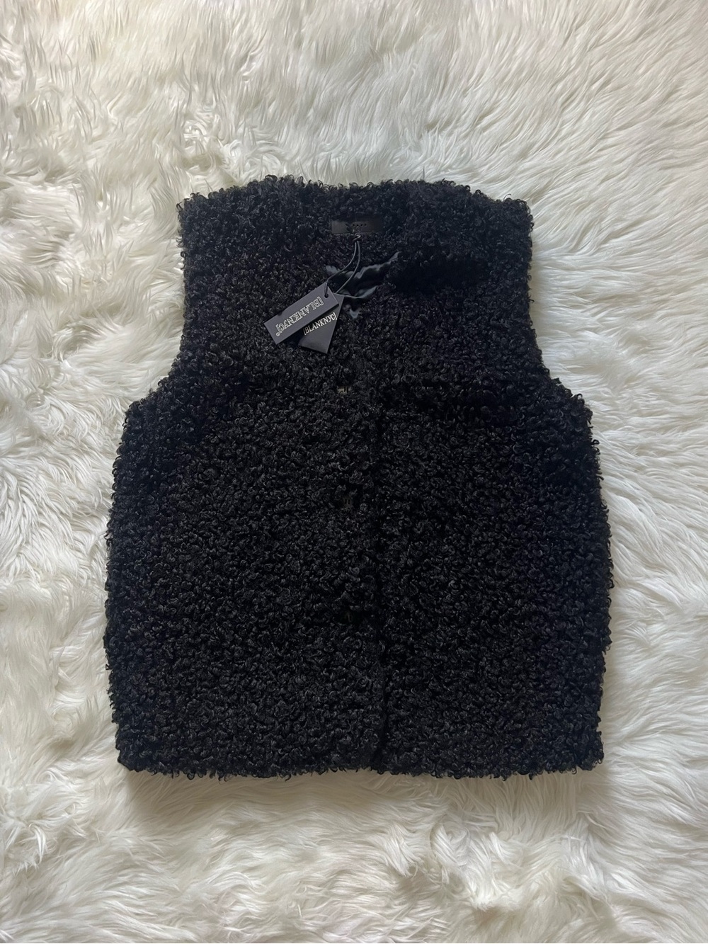 Blank NYC Womens Black Curly Faux-Sherpa Button Vest - Picture 6 of 9